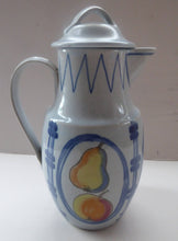 Load image into Gallery viewer, SCOTTISH POTTERY. Large Vintage 1950s BUCHAN Stoneware Coffee Pot. BRITTANY Pattern with apples &amp; pears
