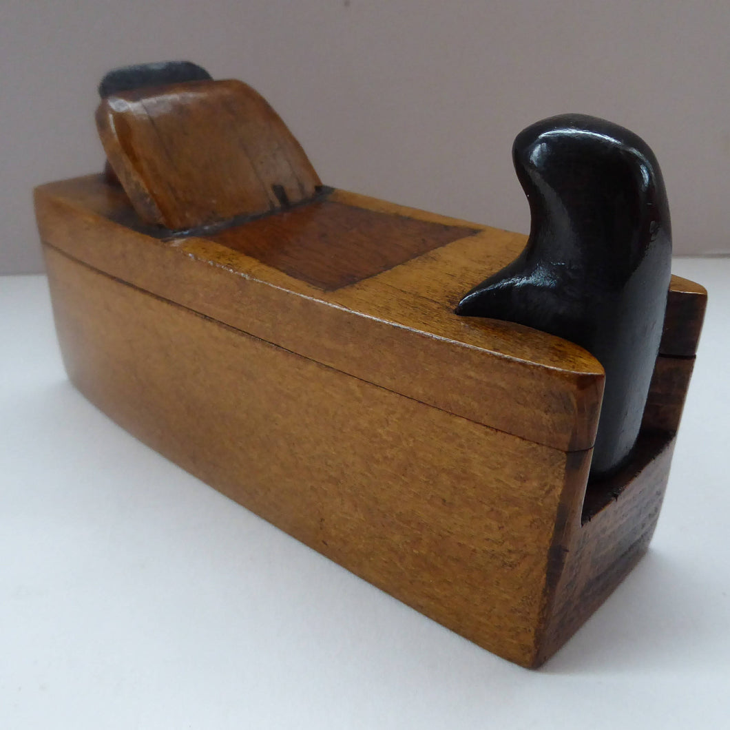 Antique NOVELTY Snuff Puzzle Box in the Shape of a Carpenter's Woodworking Plane