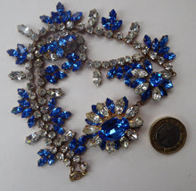 Load image into Gallery viewer, 1950s Vintage Hollywood Style Diamante Faux Sapphire Necklace
