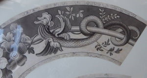 ORIGINAL GEORGIAN Watercolour.  RARE Early 19th Century Grisaille Floral Designs for Plate Border Decorations: H