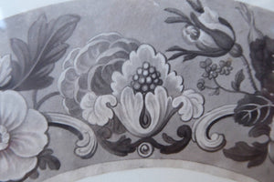 ORIGINAL GEORGIAN Watercolour.  RARE Early 19th Century Grisaille Floral Designs for Plate Border Decorations: G