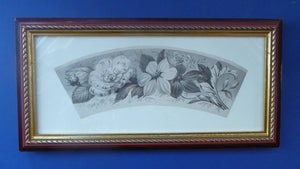 ORIGINAL GEORGIAN Watercolour.  RARE Early 19th Century Grisaille Floral Designs for Plate Border Decorations: E