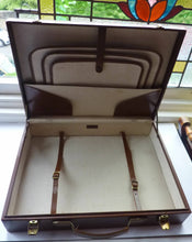 Load image into Gallery viewer, Vintage BROWN LEATHER Fully Fitted Attache Case or Briefcase. Large Size with Brass Catches &amp; Fittings
