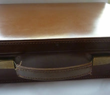 Load image into Gallery viewer, Vintage BROWN LEATHER Fully Fitted Attache Case or Briefcase. Large Size with Brass Catches &amp; Fittings

