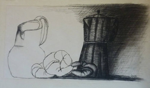 John Jack Kox Still Life Charcoal Drawing Scottish Art