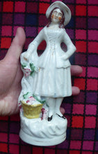 Load image into Gallery viewer, ANTIQUE Victorian Staffordshire Figurine. Highland Lady with Basket of Grapes
