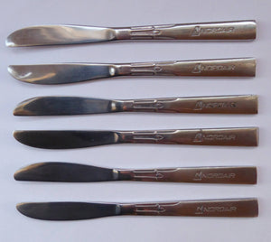 Vintage 1960s NORDAIR Canadian Airlines Knives. Set of Six Matching Smaller Sized Knives