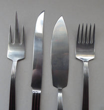 Load image into Gallery viewer, Vintage SWEDISH GENSE 1940s Stainless Steel THEBE Pattern Cutlery. Rare Four Piece Serving Set designed by Folke Arstrom
