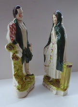 Load image into Gallery viewer, Robert BURNS and HIGHLAND MARY. Large Pair of Antique Victorian Staffordshire Flatback Figurines. Over 13 inches
