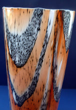 Load image into Gallery viewer, Large Mid Century Italian ZEBRA Stripe Orange and White Tubular Shaped Vase
