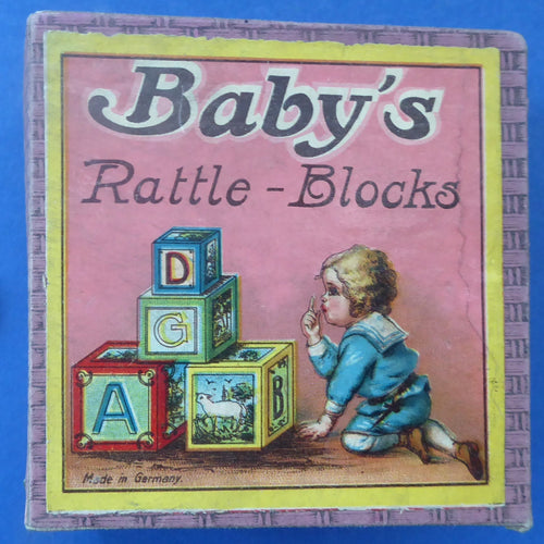 Antique Victorian 1900 Wooden Baby's Rattle Blocks Puzzle Game. Made in Germany