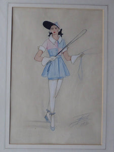 1930s ART DECO Watercolour Theatrical COSTUME Study by Irene Segalla