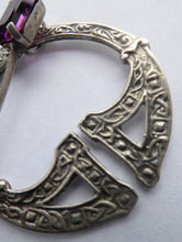 Load image into Gallery viewer, SCOTTISH SILVER. 1950s Penannular Brooch with Inset Amethyst. Traditional Design &amp; Edinburgh Hallmark 1957
