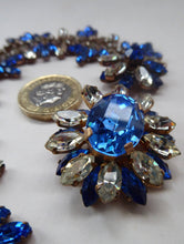 Load image into Gallery viewer, 1950s Vintage Hollywood Style Diamante Faux Sapphire Necklace

