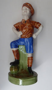 SCOTTISH POTTERY: 1920s Figurine of Wee Macgregor in Football Strip. Britannia Pottery, Glasgow