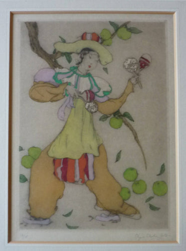 Elyse Ashe Lord Colour Etching Lady Playing Maracas