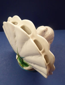 ANTIQUE 1880s Victorian Majolica MINTON Fantail Dove Flower or Posy Vase