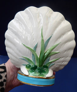 ANTIQUE 1880s Victorian Majolica MINTON Fantail Dove Flower or Posy Vase