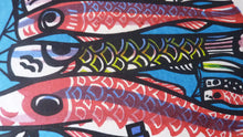 Load image into Gallery viewer, Clifton Karhu Koinobori Carp Flying Kites 1970s Colour Woodcut Signed

