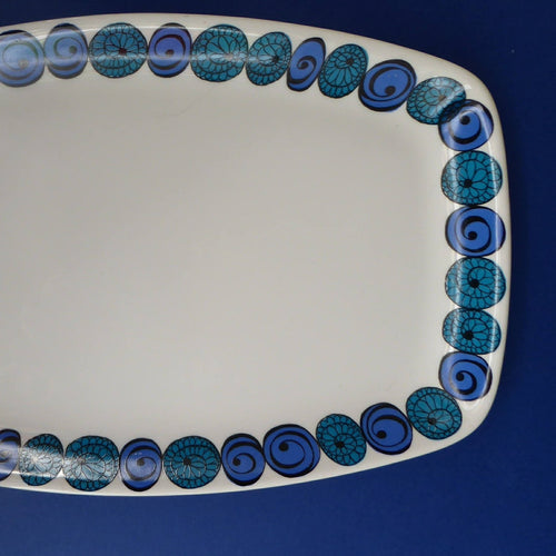 RARE Norwegian FIGGJO FLINT Saturn Pattern Large Oblong Dish. Kirsten Dekor Range;  1960s