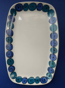 RARE Norwegian FIGGJO FLINT Saturn Pattern Smaller Oblong Dish. Kirsten Dekor Range;  1960s