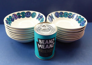 Rare Norwegian FIGGJO FLINT Saturn Pattern Soup or Pudding Bowls: 6 3/4 inches. Kirsten Dekor Range;  1960s