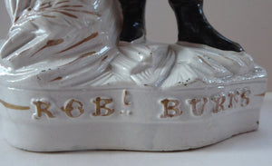 The Poet, ROBERT BURNS. Large  Antique Victorian Staffordshire Flatback Figurine of the Celebrated Scottish Poet. 13 1/4 inches