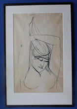 Load image into Gallery viewer, 1960s Nigel Lambourne Black Chalk Nude Study Drawing
