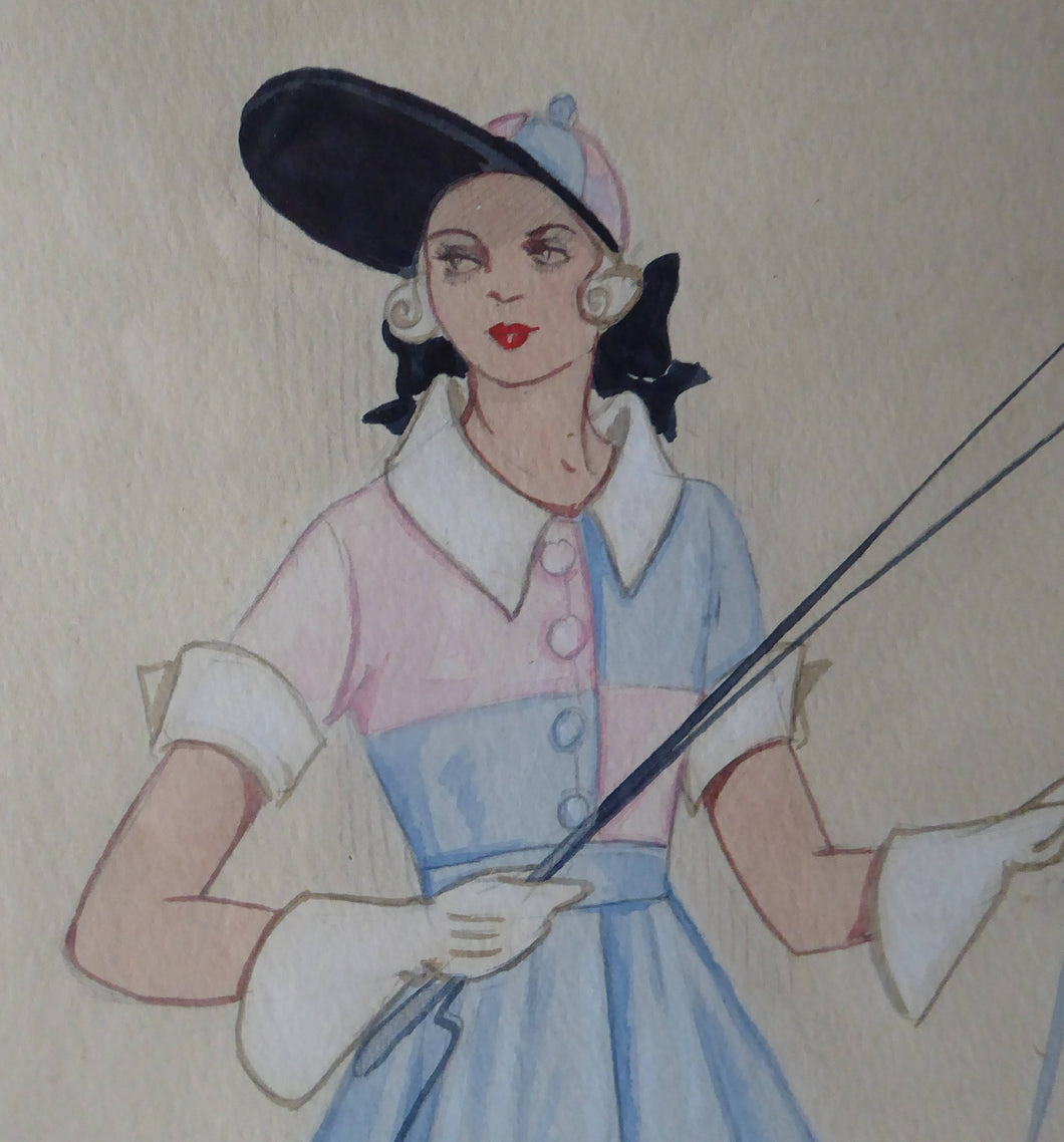 1930s ART DECO Watercolour Theatrical COSTUME Study by Irene Segalla