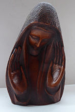 Load image into Gallery viewer, Vintage AMERICAN The Grail Studio Pottery Model of the Virgin Mark. With Grailville Paper Label and Signature.

