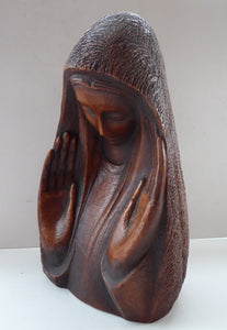 Vintage AMERICAN The Grail Studio Pottery Model of the Virgin Mark. With Grailville Paper Label and Signature