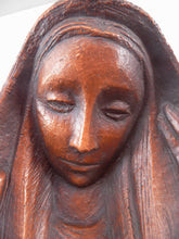 Load image into Gallery viewer, Vintage AMERICAN The Grail Studio Pottery Model of the Virgin Mark. With Grailville Paper Label and Signature.
