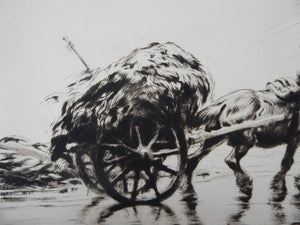 George Soper 1920s Original Pencil Signed Etching Carting Seaweed