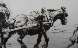 George Soper 1920s Original Pencil Signed Etching Carting Seaweed