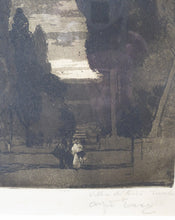 Load image into Gallery viewer, ALFRED EAST (1844  -1913). Rare Original Etching and Aquatint. The Villa D&#39;Este at Tivoli, Outside of Rome. Pencil Signed
