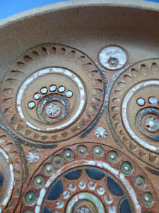 1960s STUDIO POTTERY. Rare Large Newlyn Harbour Pottery Dish or Flat Bowl by Dennis Lane (Cornwall)