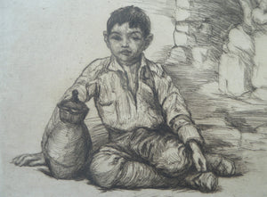 SCOTTISH ART. 1920s Original Etching by George BAIN (1881 - 1968). Rare Document of his Balkan Tours. Pencil Signed