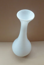 Load image into Gallery viewer, 1960s Danish HOLMEGAARD Glass. Tall White Opaline Teardrop Shape Bottle Vase. 13 1/2 inches in height
