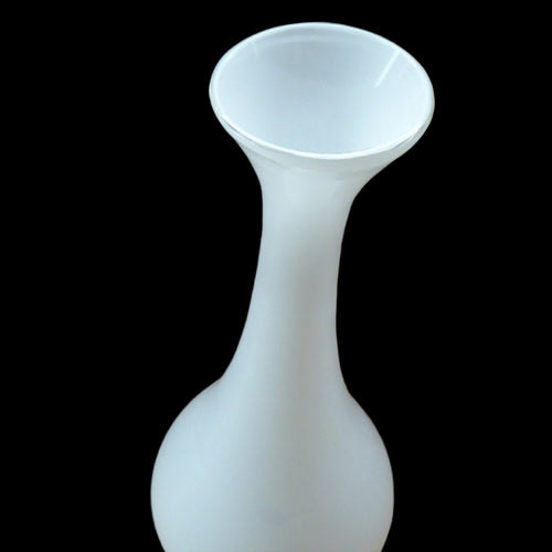 1960s Danish HOLMEGAARD Glass. Tall White Opaline Teardrop Shape Bottle Vase. 13 1/2 inches in height