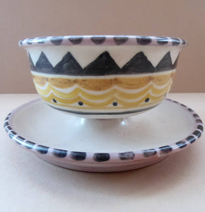 POOLE 1920s Carter, Stabler and Adams Small Footed Bowl or Grapefruit Dish. Rare ABSTRACT Pattern