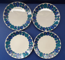 Load image into Gallery viewer, Rare Norwegian FIGGJO FLINT Saturn Pattern FOUR Dessert Plates: 8 inches. Kirsten Dekor Range;  1960s
