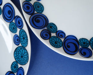 Rare Norwegian FIGGJO FLINT Saturn Pattern FOUR Dessert Plates: 8 inches. Kirsten Dekor Range;  1960s