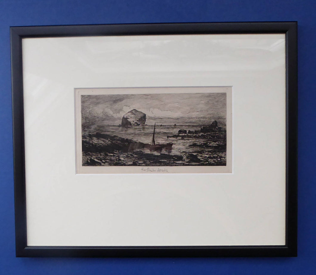 SCOTTISH ART. George Straton Ferrier (1852 - 1912). View of the Forth with the Bass Rock in the Distance. Etching on paper