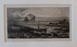 SCOTTISH ART. George Straton Ferrier (1852 - 1912). View of the Forth with the Bass Rock in the Distance. Etching on paper