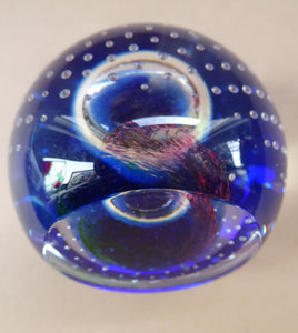 Fine SCOTTISH PAPERWEIGHT. Planetarium Limited Edition by Caithness Glass with Bubble Inclusion and Faceted Window Panel