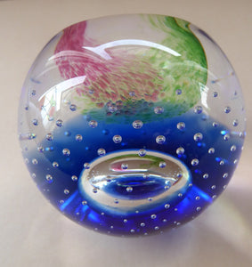 Fine SCOTTISH PAPERWEIGHT. Planetarium Limited Edition by Caithness Glass with Bubble Inclusion and Faceted Window Panel