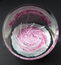 Load image into Gallery viewer, Early SELKIRK GLASS 1980s Scottish Paperweight. With etched inscription and date on the base &amp; original paper label.

