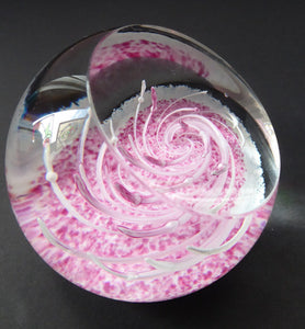 Early SELKIRK GLASS 1980s Scottish Paperweight. With etched inscription and date on the base & original paper label.