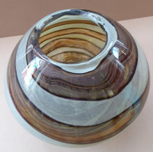 Load image into Gallery viewer, Squat Vintage 1970s Mdina Glass Vase - with Earthtone Swirls

