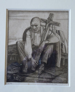 Robert Sargent Austin Man with Crucifix 1924 Etching Drypoint